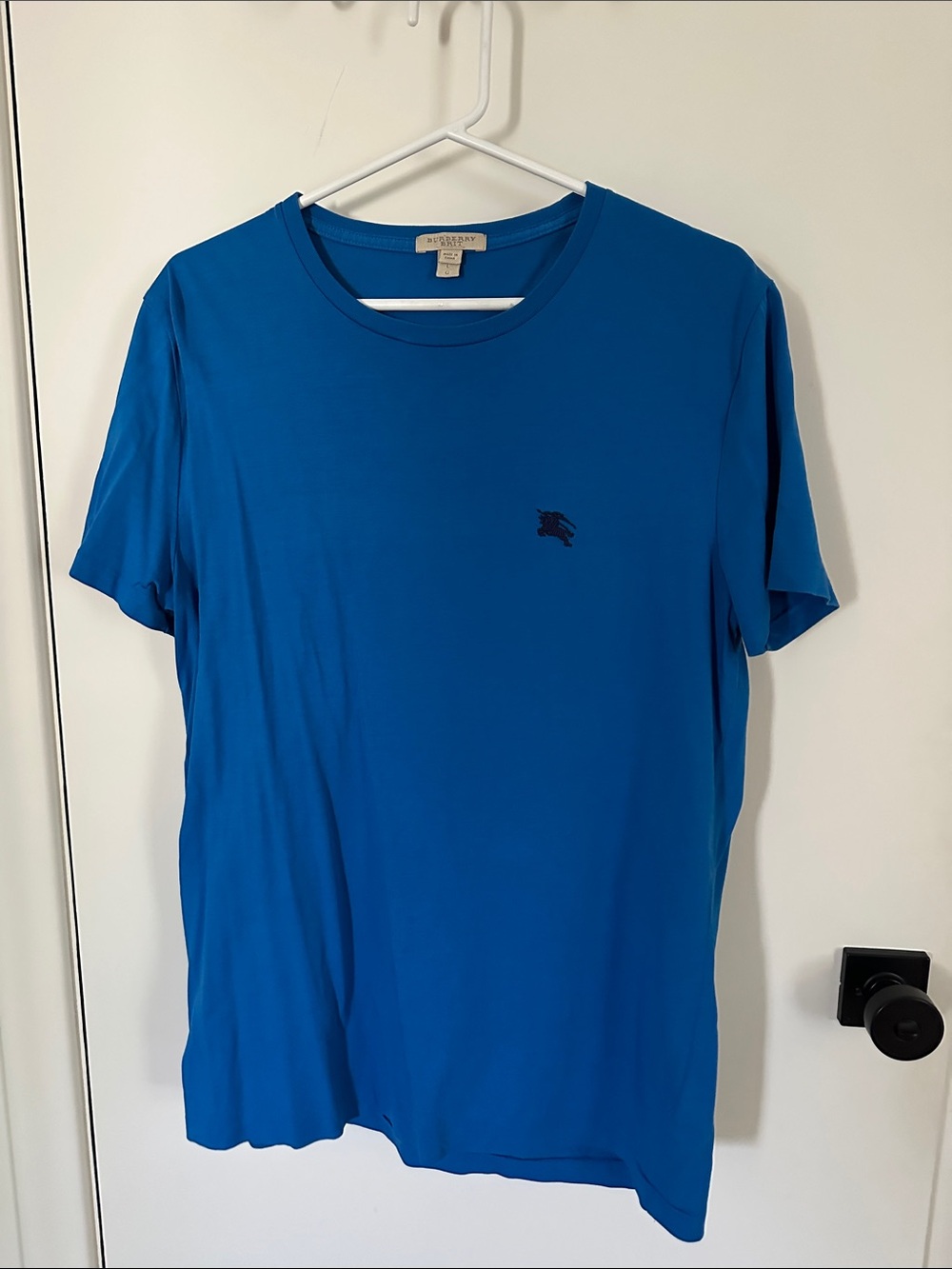 Burberry Men’s Bright Blue Short Sleeve Crewneck Tee